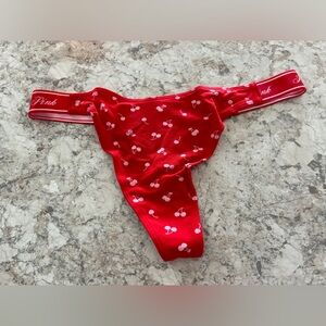 VS PINK VALENTINES DAY PANTY CHERRIES LARGE NWT THONG